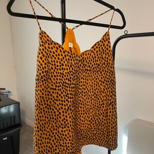 J. Crew Orange and Black Polka Dot Camisole